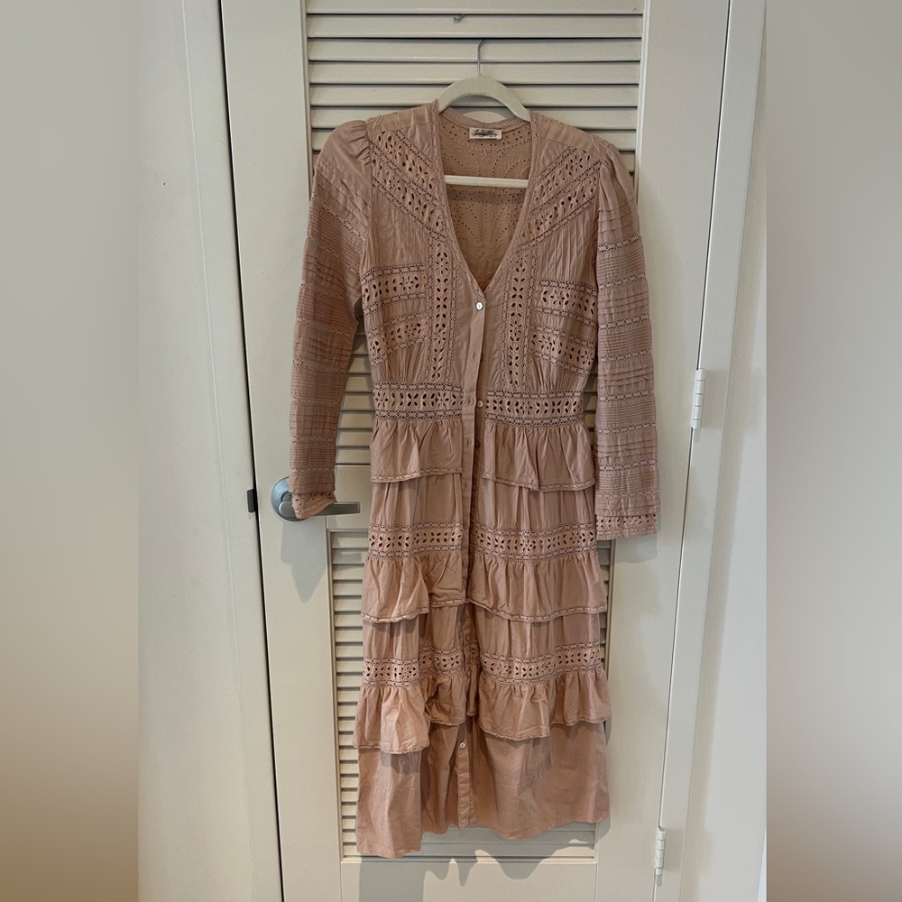 Loveshackfancy Eyelet Button-Up Midi Dress